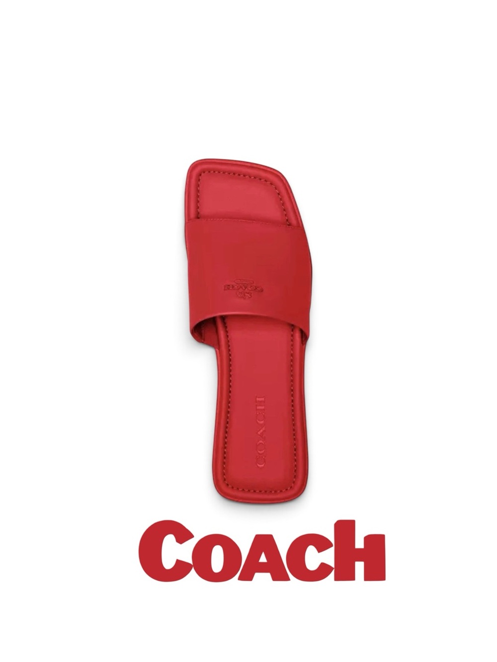 Coach Red Leather Slide Sandal — Women's Slip-On NEW NO BOX